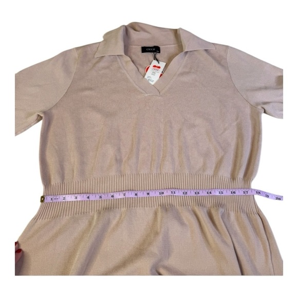 Cider Sweater Knit Dress Curve Collared V  High Slit Dress Plus Size 2X NEW Tan - Picture 6 of 14